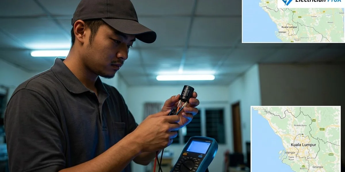 Professional electrician performing fan not spinning service in a modern Malaysian property