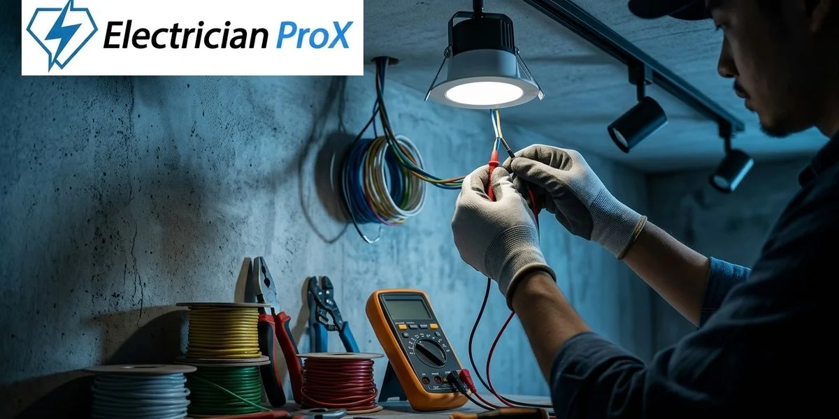 Professional electrician performing lighting service in a modern Malaysian property